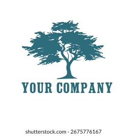 Una silueta estilizada de un árbol, que representa el crecimiento y la naturaleza, se presenta con el texto "SU EMPRESA" debajo de él, adecuado para la marca y la identidad corporativa.