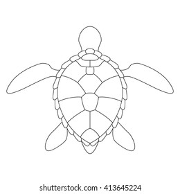 Stylized silhouette of a turtle. 