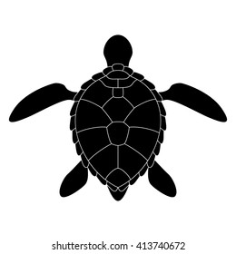 Stylized silhouette of a turtle. Vector illustration.
