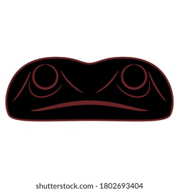 Stylized silhouetted face of a frog. Native American art of Haida Indians. Mask template.