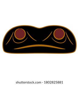 Stylized silhouetted face of a frog. Native American art of Haida Indians. Mask template.