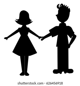 Stylized silhouettes of black girl and boy doll, icon, icon. Flat design for web and mobile