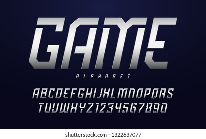 Stylized silver shining uppercase letters, alphabet, typeface, font. Vector illustration.