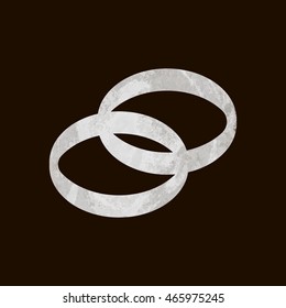 stylized silver wedding rings can be used as icon or logotype, made in vector