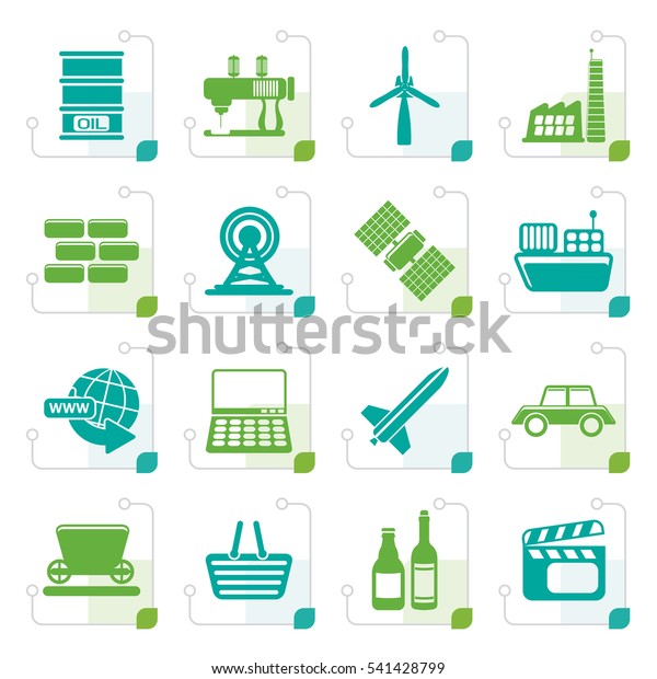 Stylized Simple Business and industry icons - Vector\
Icon Set