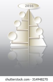 Stylized simple christmas paper tree with balls