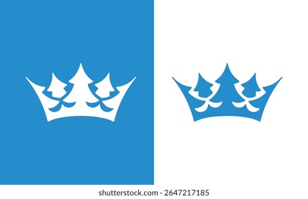 Stylized simple crown logo made of trees. Minimal nature-inspired design for eco-friendly and sustainable branding. Vector illustration eps file.