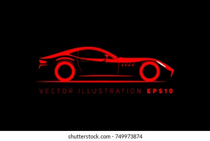 stylized simple drawing sport super car coupe side view 