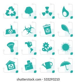 Stylized Simple Ecology and Recycling icons - Vector Icon Set