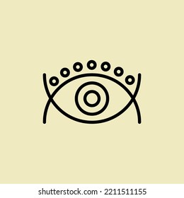 Stylized simple eye line in boho style. Vector logo of eye. Icon of ophthalmological clinic