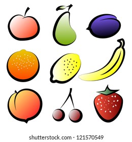Stylized simple fruits.