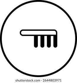 Ícone simples estilizado de um pente que representa cuidados com o cabelo e práticas de limpeza