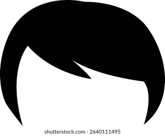 A stylized, simple illustration of black hair in a flat, minimalist design, suitable for character design or profile icons.
