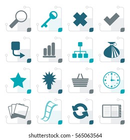Stylized Simple Internet and Web Site Icons - Vector Icon Set