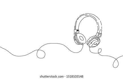 Premium Vector Continuous Line Drawing Of Microphone And Headphone Vector  Illustration
