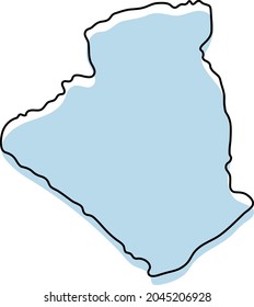 Stilvolle, einfache Umrisskarte von Algerien Symbol. Blauskizze-Karte Algeriens, Vektorgrafik