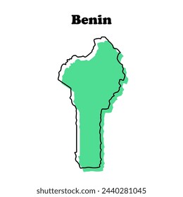  Mapa de Benín con contorno simple estilizado