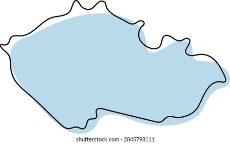 Stylized simple outline map of Czech icon. Blue sketch map of Czech vector illustration