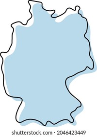 Stylized simple outline map of Germany icon. Blue sketch map of Germany vector illustration