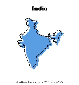  Stylized simple outline map of India