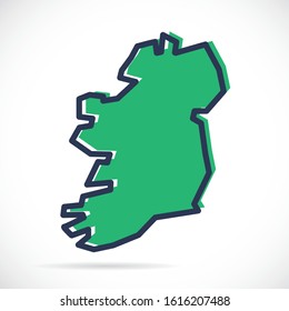 Stylized simple outline map of Ireland