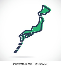 Stylized simple outline map of Japan