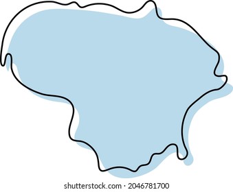 Stilvolle, einfache Umrisskarte von Litauen Symbol. Blaue Skizze auf Litauen, Vektorgrafik