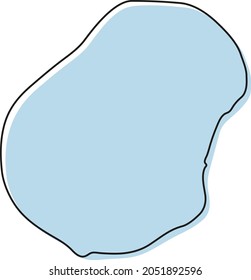 Stylized simple outline map of Nauru icon. Blue sketch map of Nauru vector illustration