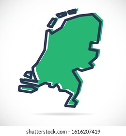 Stylized simple outline map of Netherlands