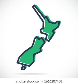 Stylized simple outline map of New Zealand