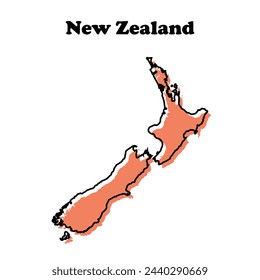  Stylized simple outline map of New Zealand