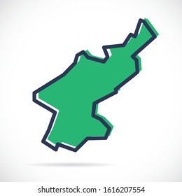 Stylized simple outline map of North Korea