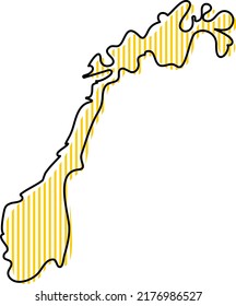 Stylized simple outline map of Norway icon.