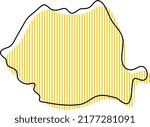 Stylized simple outline map of Romania icon.