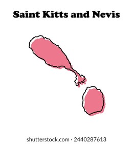  Stylized simple outline map of Saint Kitts and Nevis
