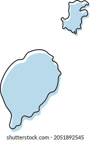 Stylized simple outline map of Sao Tome and Principe icon. Blue sketch map of Sao Tome and Principe vector illustration