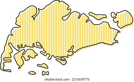 Mapa de esquema simple estilizado del icono de Singapur.