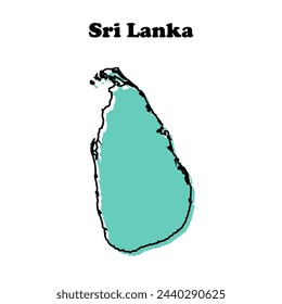  Stylized simple outline map of Sri Lanka