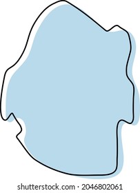 Stylized simple outline map of Swaziland icon. Blue sketch map of Swaziland vector illustration