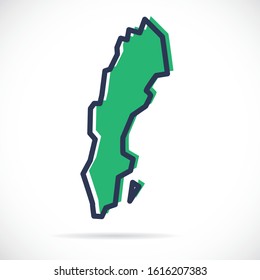 Stylized simple outline map of Sweden