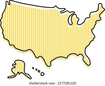 Stylized simple outline map of USA icon.