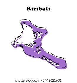 Stylized simple red outline map of Kiribati