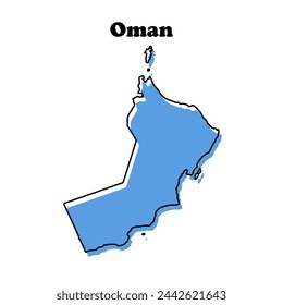 Stylized simple red outline map of Oman