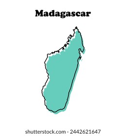Stylized simple red outline map of Madagascar
