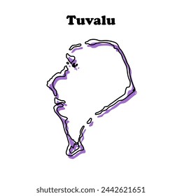 Stylized simple red outline map of Tuvalu