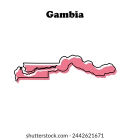 Stylized simple red outline map of Gambia