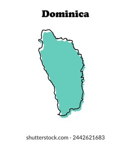 Mapa de Dominica con contorno rojo simple estilizado