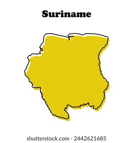 Stylized simple red outline map of Suriname