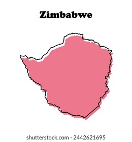 Stylized simple red outline map of Zimbabwe