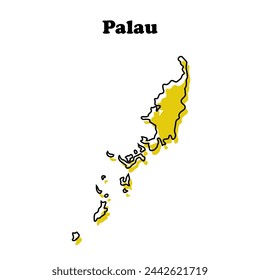 Mapa de líneas rojas simples estilizadas de Palau